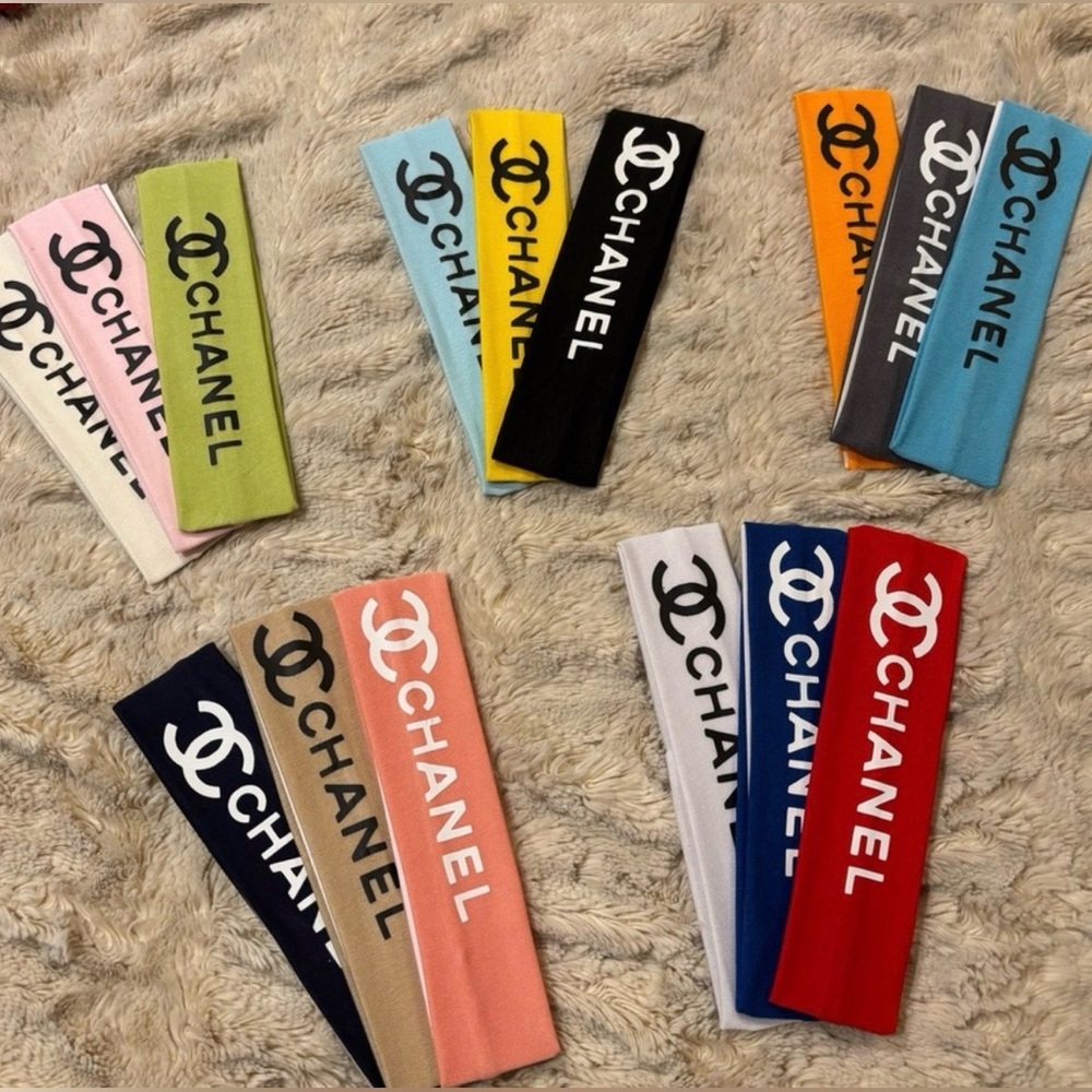 Fashion CC Logo Headbands Set of 3 Choose Trio of Colors - Picture 2 of 6